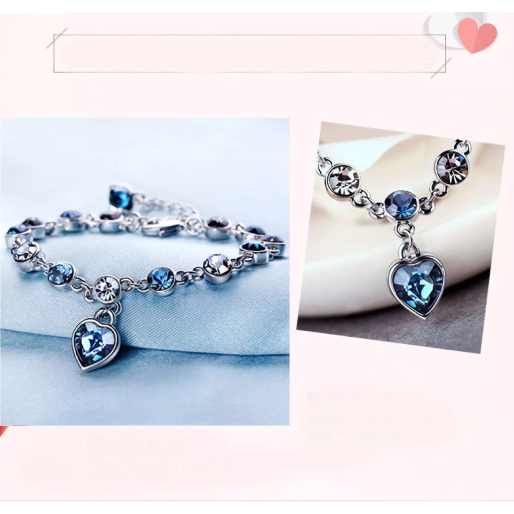 Gelang Rantai Wanita TITANIC Heart of Ocean Love Hati Biru Fashion Women Bracelet Bangle Permata