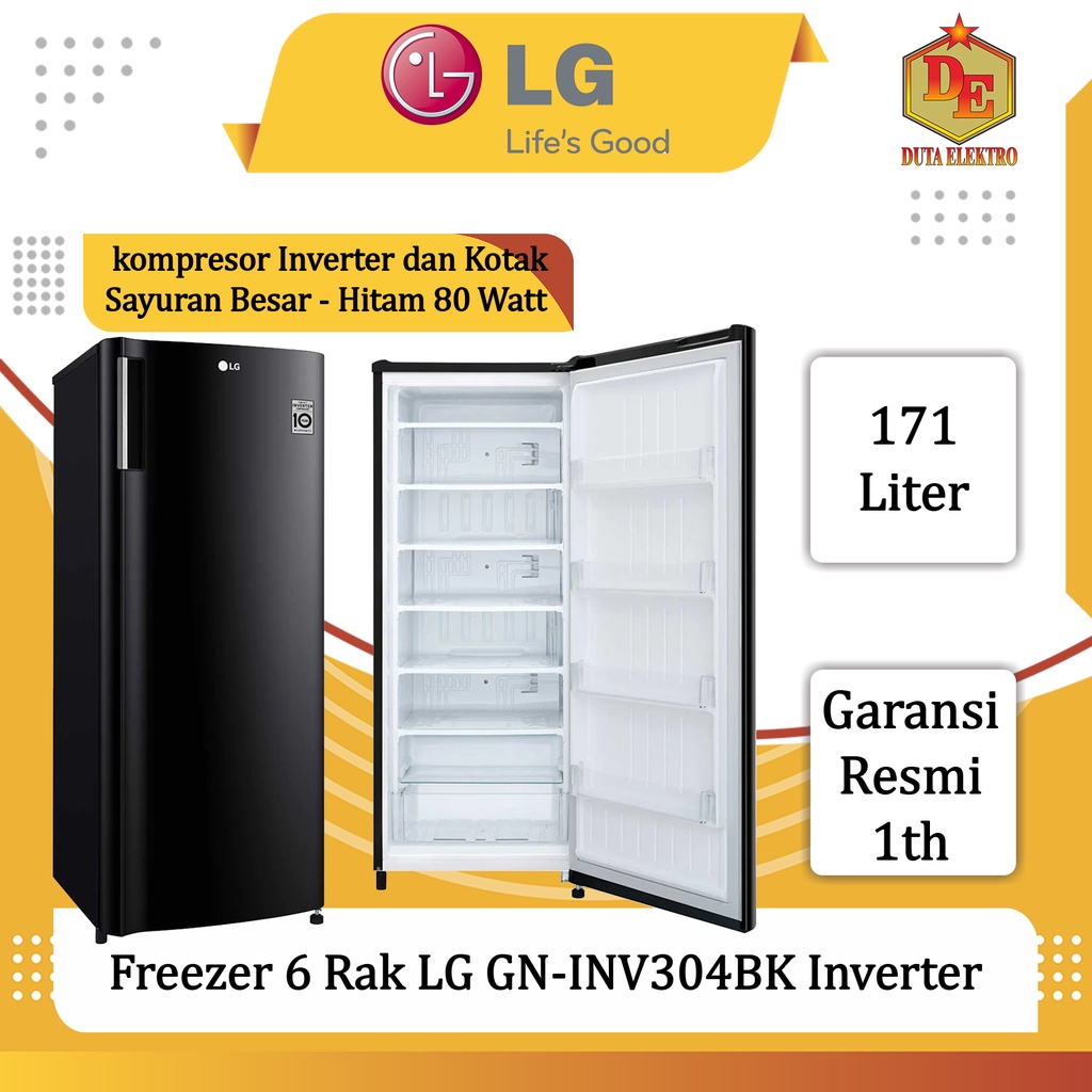 Freezer 6 Rak LG GN-INV304BK Inverter