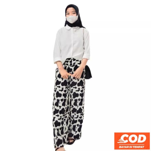 Celana Kulot Rayon Panjang Dewasa Motif  Sapi
