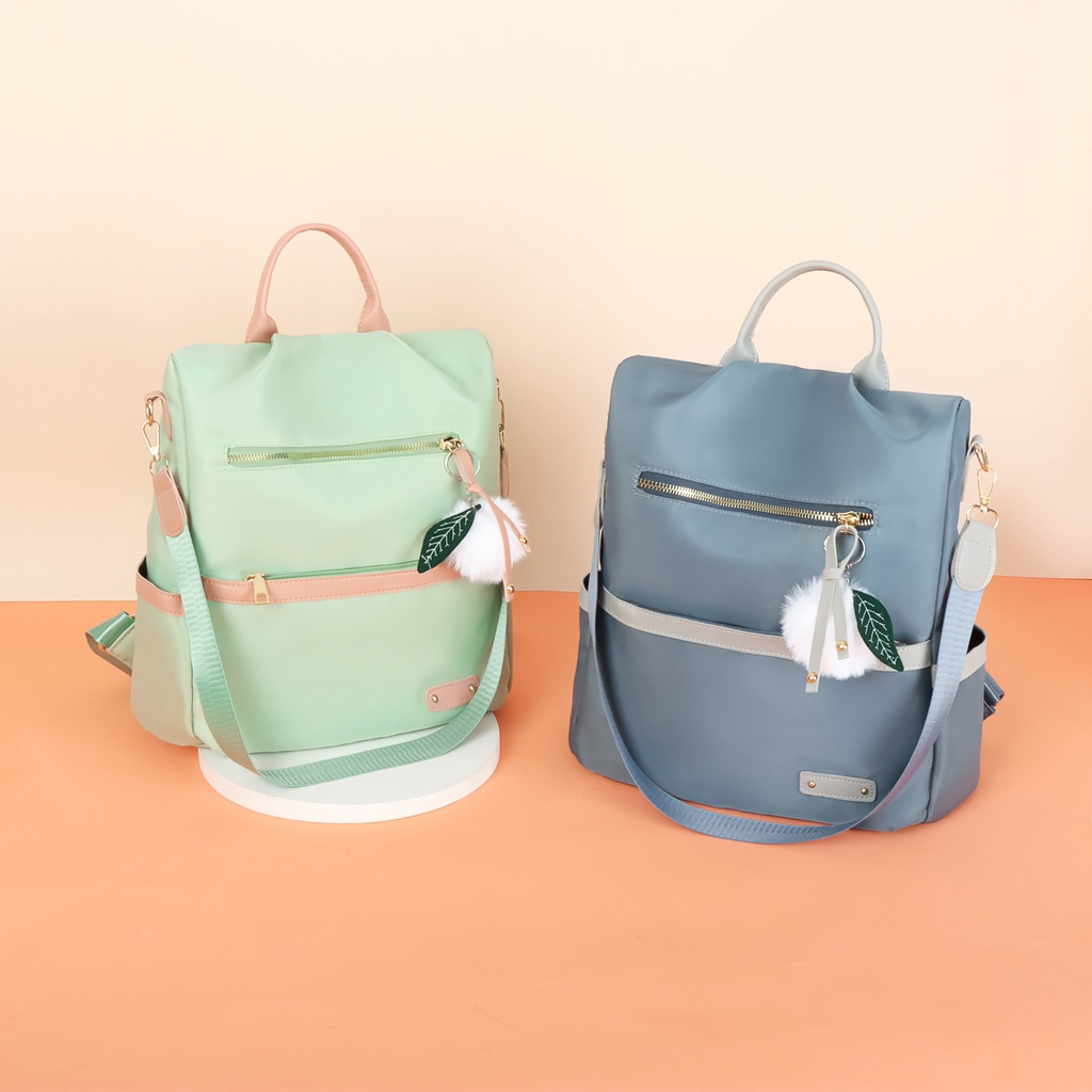 TAS RANSEL BACKPACK WANITA FASHION KOREA IMPORT 8001 - POLYESTER ANTI AIR SEKOLAH KULIAH KERJA TERBARU JAKARTA