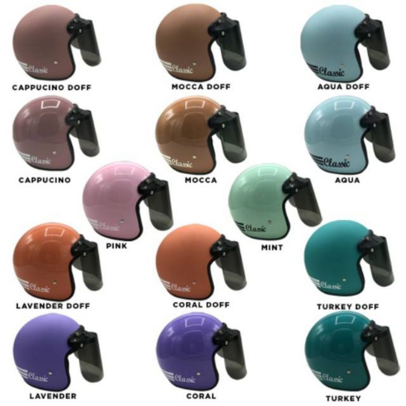 Helm Bogo Classic / Helm Wanita Dewasa Warna Terkini Retro SNI