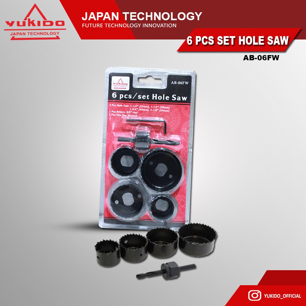 PROMO Holesaw Kit Hole Saw Kit Mata Bor Kayu Set 16pcs  Pelubang Kayu Kayu PIPA PARALON PVC GYPSUM ACRYLIC Hidroponik