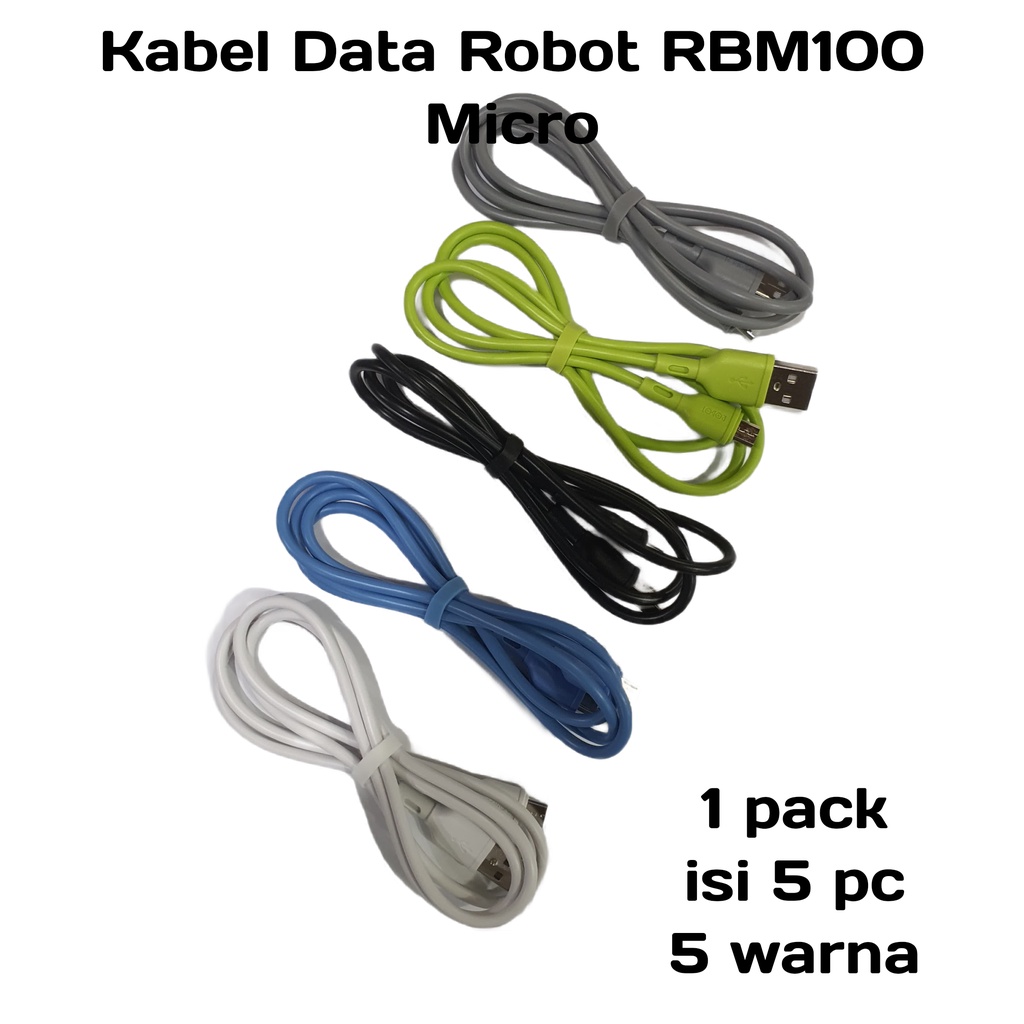 Kabel data Original  robot RBM 100 2A Micro isi  5pc Perpack 5warna