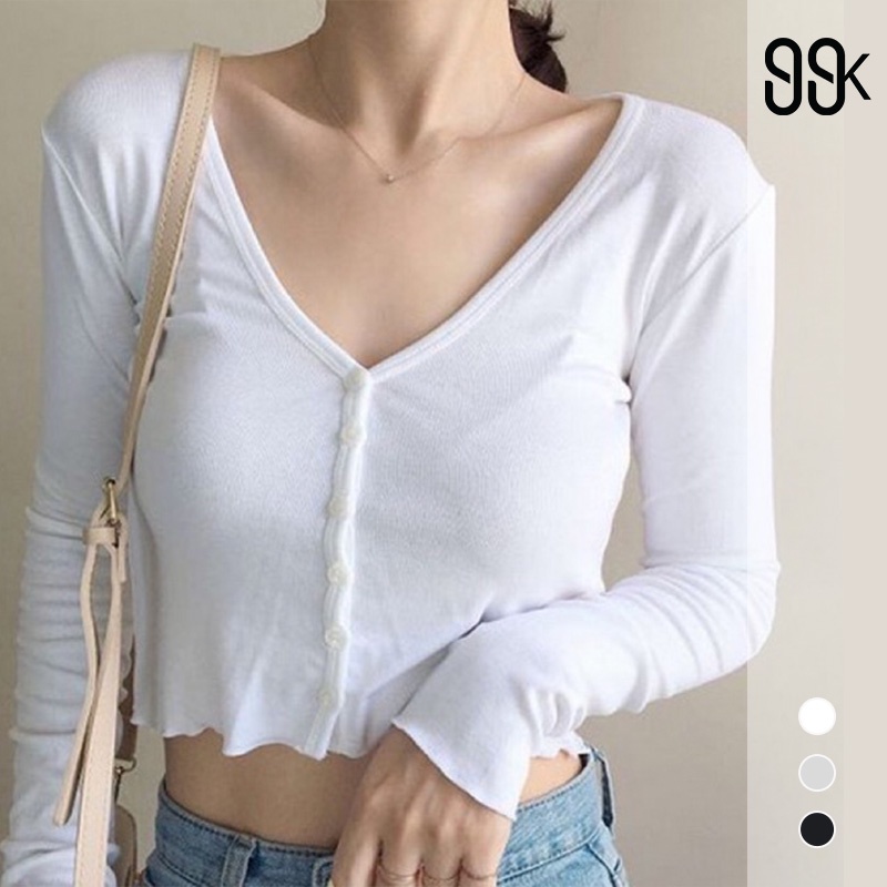 Long Sleeve Crop Top Atasan Lengan Panjang 1072 (S/M/L)