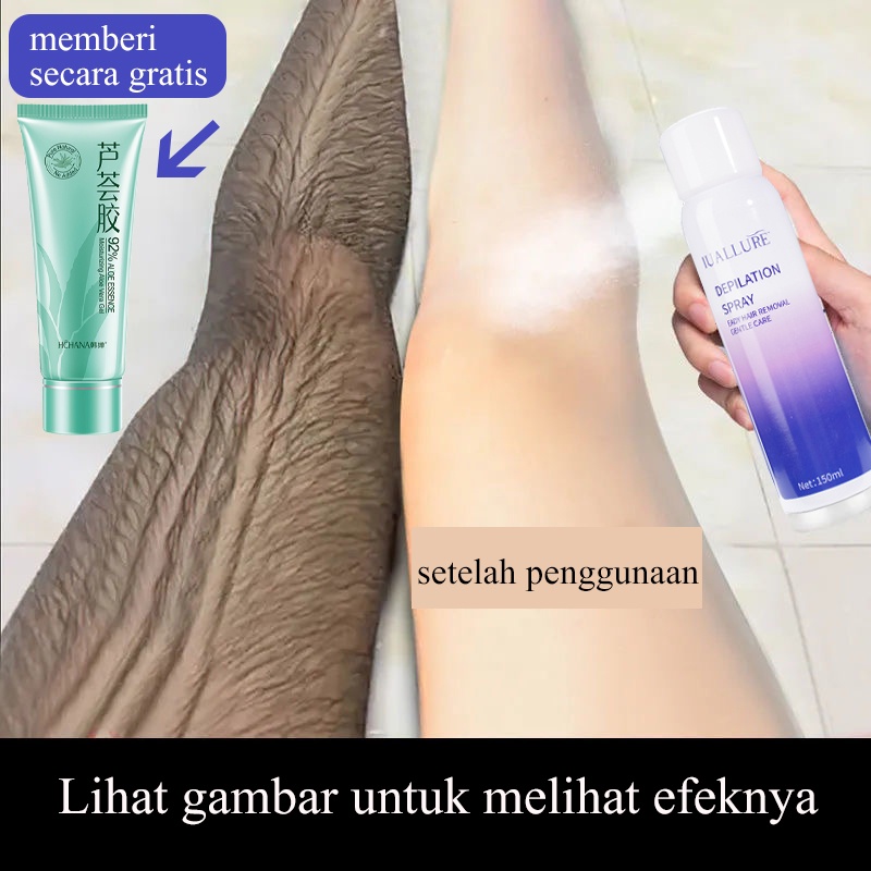 Krim Cream Spray penghilang bulu Permanen Ketiak Kaki Bagian privat 150ml Bahan alami Pencukuran bulu yang lembut dan tidak menyakitkan