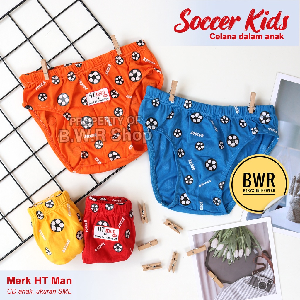 [ 3pc ] CD Anak HT MAN MOTIF KERUT Bola / Celana Dalam Anak Harian Murah Karet Kerut | Bwr