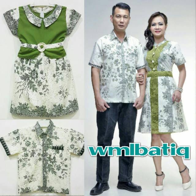 SARIMBIT COUPLE BATIK DRESS KELUARGA LUNA MAYA MELATI HIJAU
