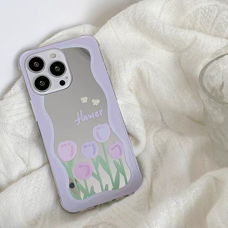 [TPC] Mirror Phone Case LILAC FLOWER IPHONE 6 6S 7 8 PLUS X XS MAX XR 11 12 13 PRO MAX Casing Cermin HP IP027