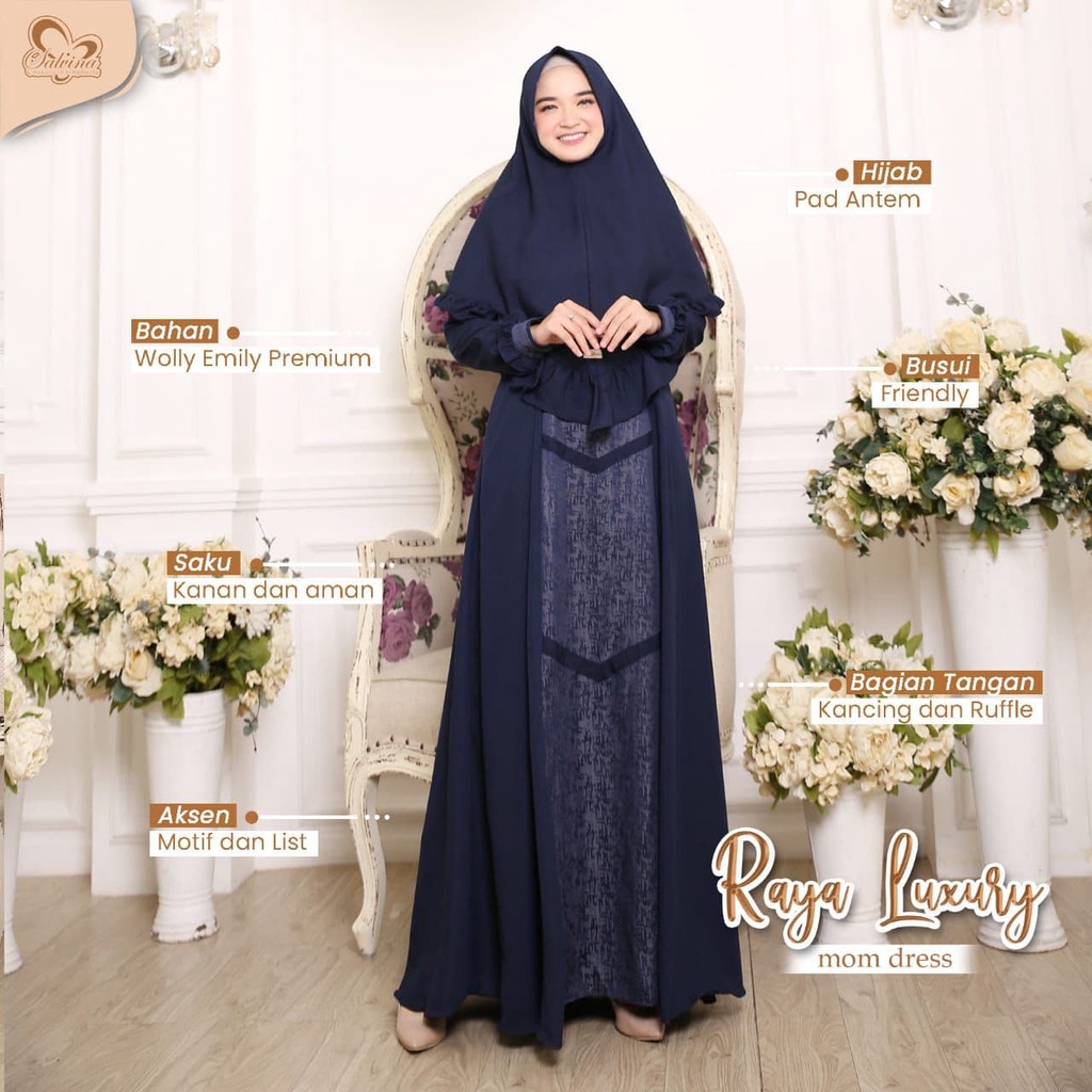 Salvina Hijab Sarimbit Gamis Raya Luxury Quality Premium Syari'i - Couple Ibu Anak - Gamis Anak