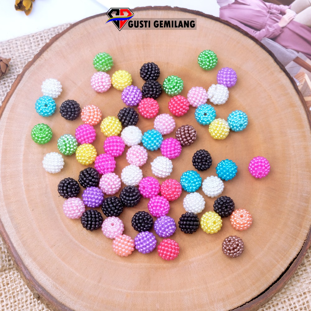 Isi 12pcs Mutiara Bola Bola Berry MIni 10mm Warna Warni Wanita