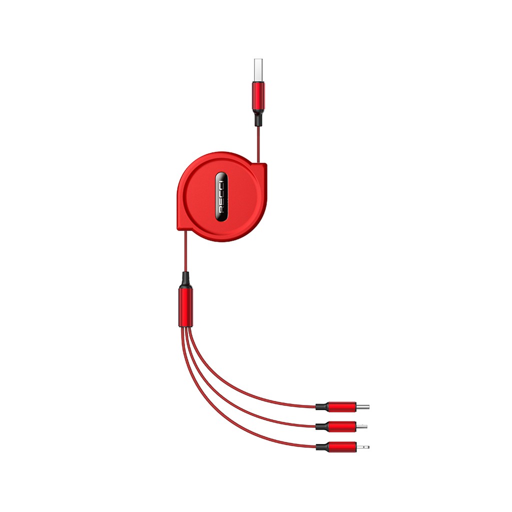 Kabel USB 3 in 1 Cable Thunder  Recci RTC-T08 Type-C 100cm Red