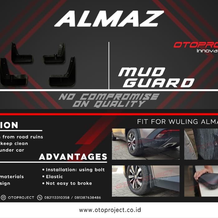 Mud Guard Wuling Almaz Karpet Tahanan Lumpur Sparkbor Mobil Plastik