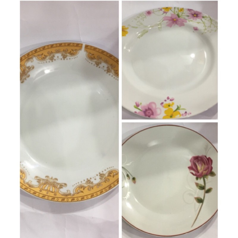 6 Piring makan keramik motif 10,5” | Piring keramik ceper motif Morito