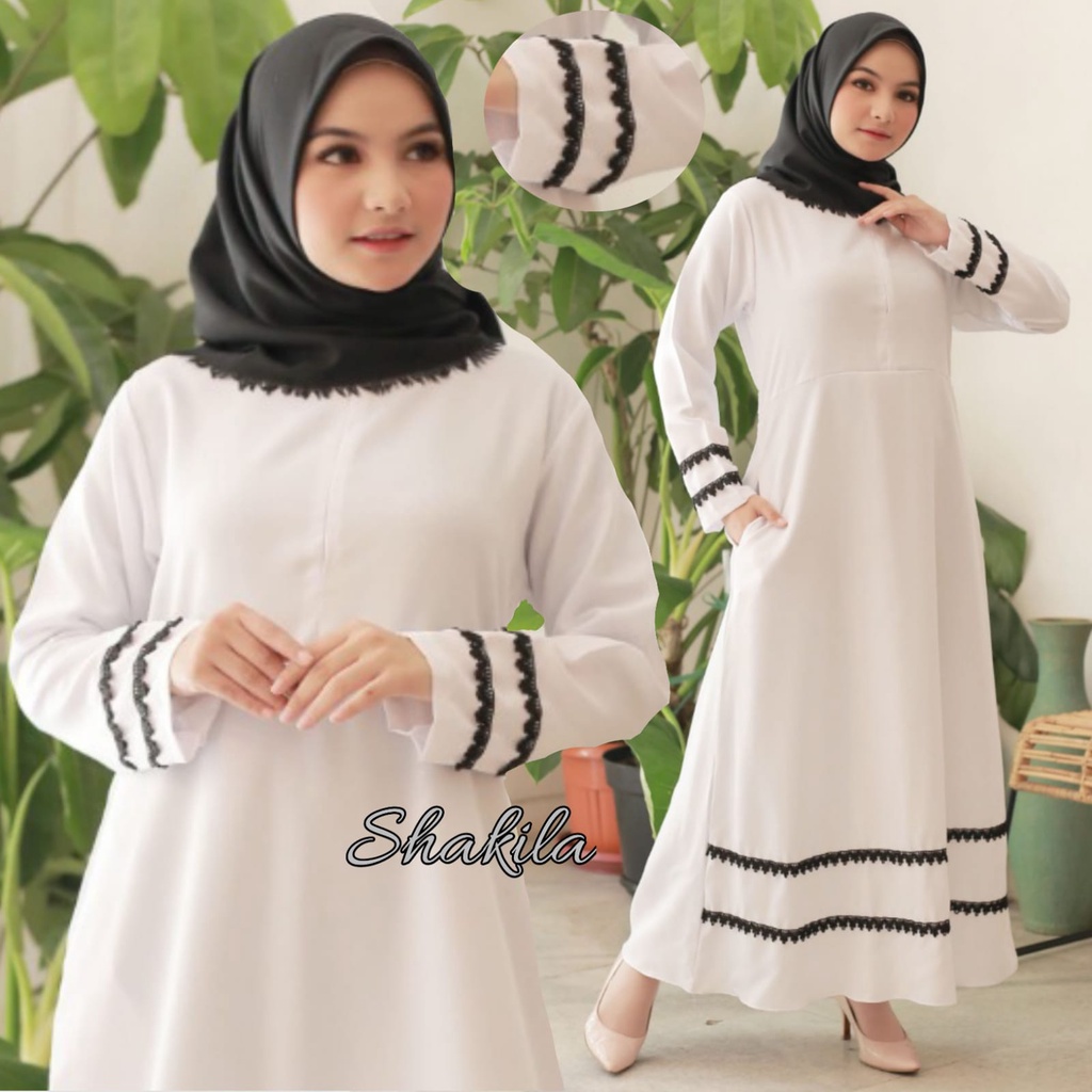 Hadinia Gamis Putih Busui Terbaru 2022 SHAKILA gamis putih wanita elegan Gamis Putih Murah gamis jum