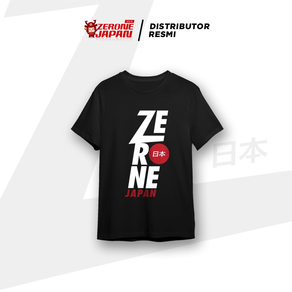 Baju Kaos T-Shirt Zerone Japan Lengan Pendek All Size Hitam Bahan Katun Adem