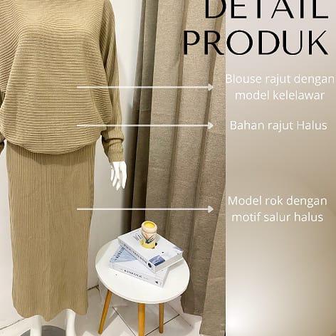 ➦ One Set |Stelan Rajut Wanita /BATWING + ROK RAJUT SPAN /Atasan Dan Bawahan Rajut Wanita/Satu Set /