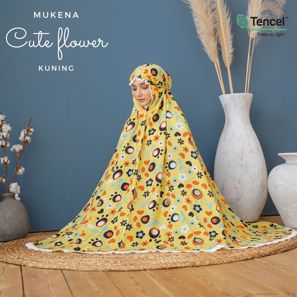 Mukena Cute Flower Kuning (Free Tas Pouch &amp; Box)