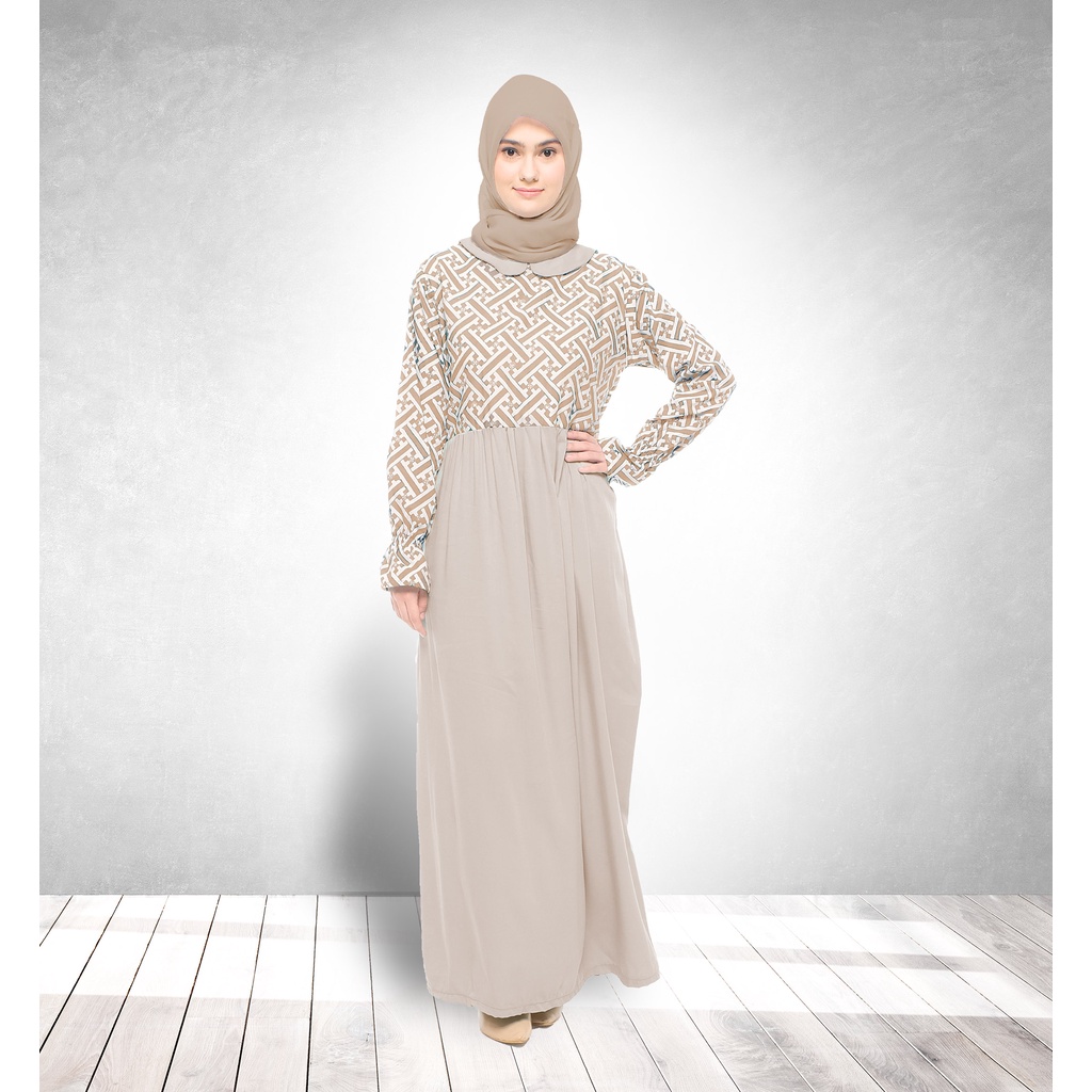 Gamis Batik wanita coklat susu seri kanigara