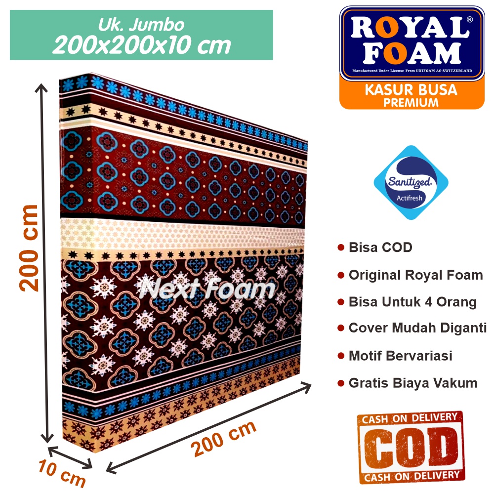 Kasur Busa Royal Foam Ukuran Jumbo 200x200x10 cm Tebal 10 cm D16 ORIGINAL