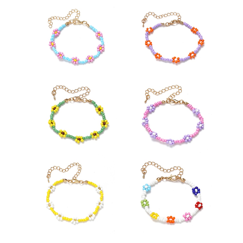 Korean Style Beads Bracelet Simple Sweet Cute Flower Bracelets for Women Fashion Accessories Jewelry