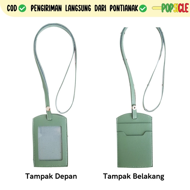 

Name Flashee Tag Kancing ID Card Holder Kancing Kulit Lanyard Kancing Kulit PU Lanyard Sage Green