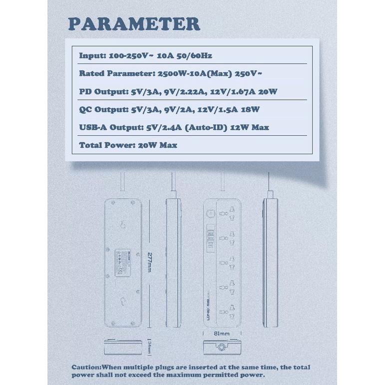 LDNIO SC5415 DEFENDER SERIES - Colokan Listrik 5 Socket 4 USB Port