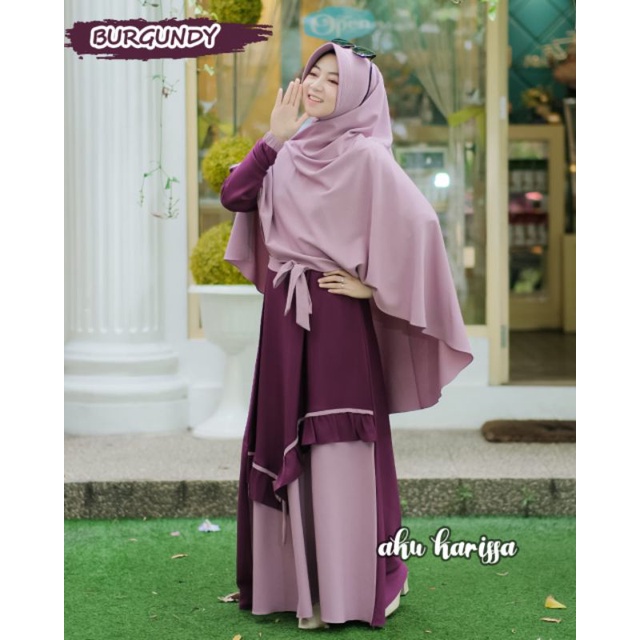READY YUNISA SET SYAR'I AKU KARISSA ORI//GAMIS BEST SELLER WARNA BARU-Burgundy mauve