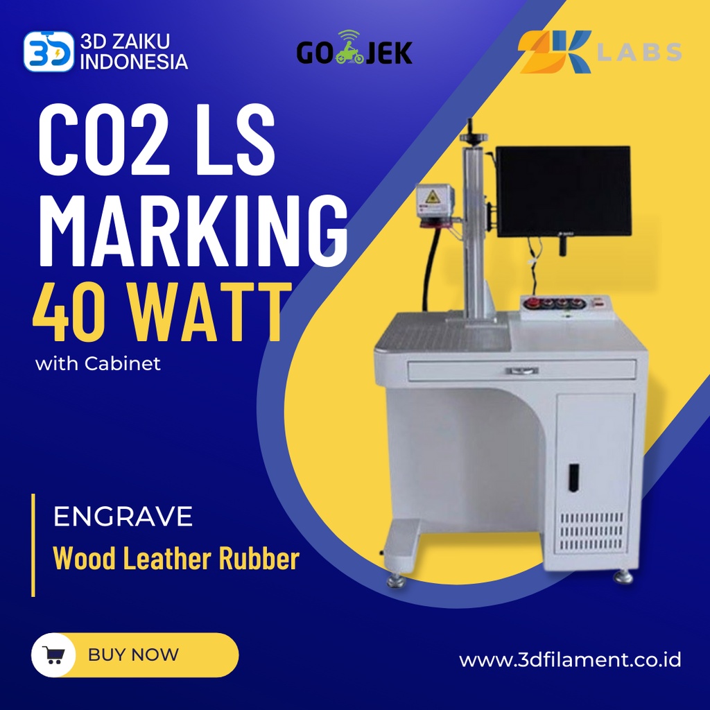 Zaiku Industrial CO2 Laser Marking 40 Watt Engrave Wood with Cabinet