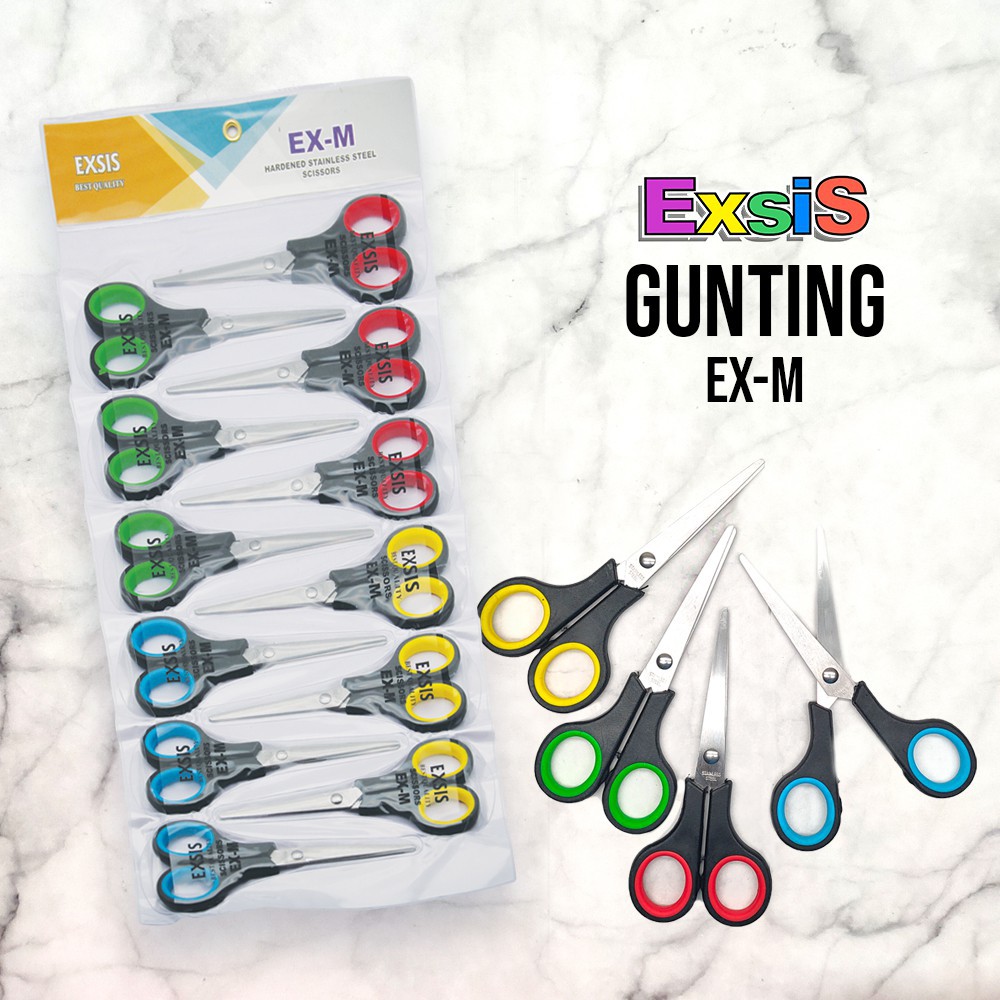 

Gunting 12pcs / 1 renteng Gunting HITAM / Gunting EX-S EX-M EX-L Exsis
