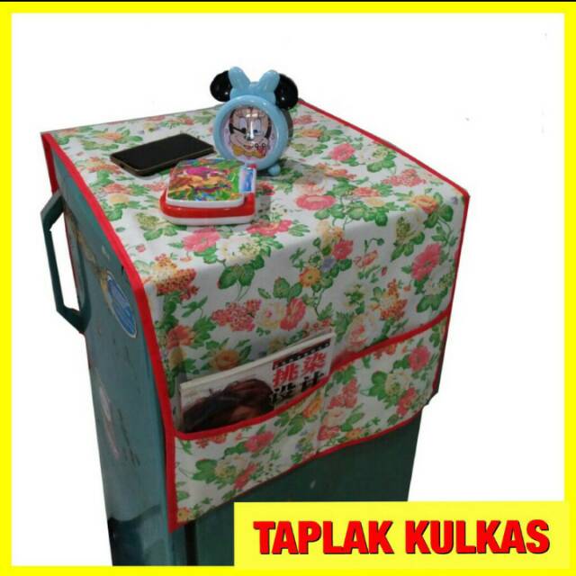 Taplak kulkas / taplak meja motif bunga