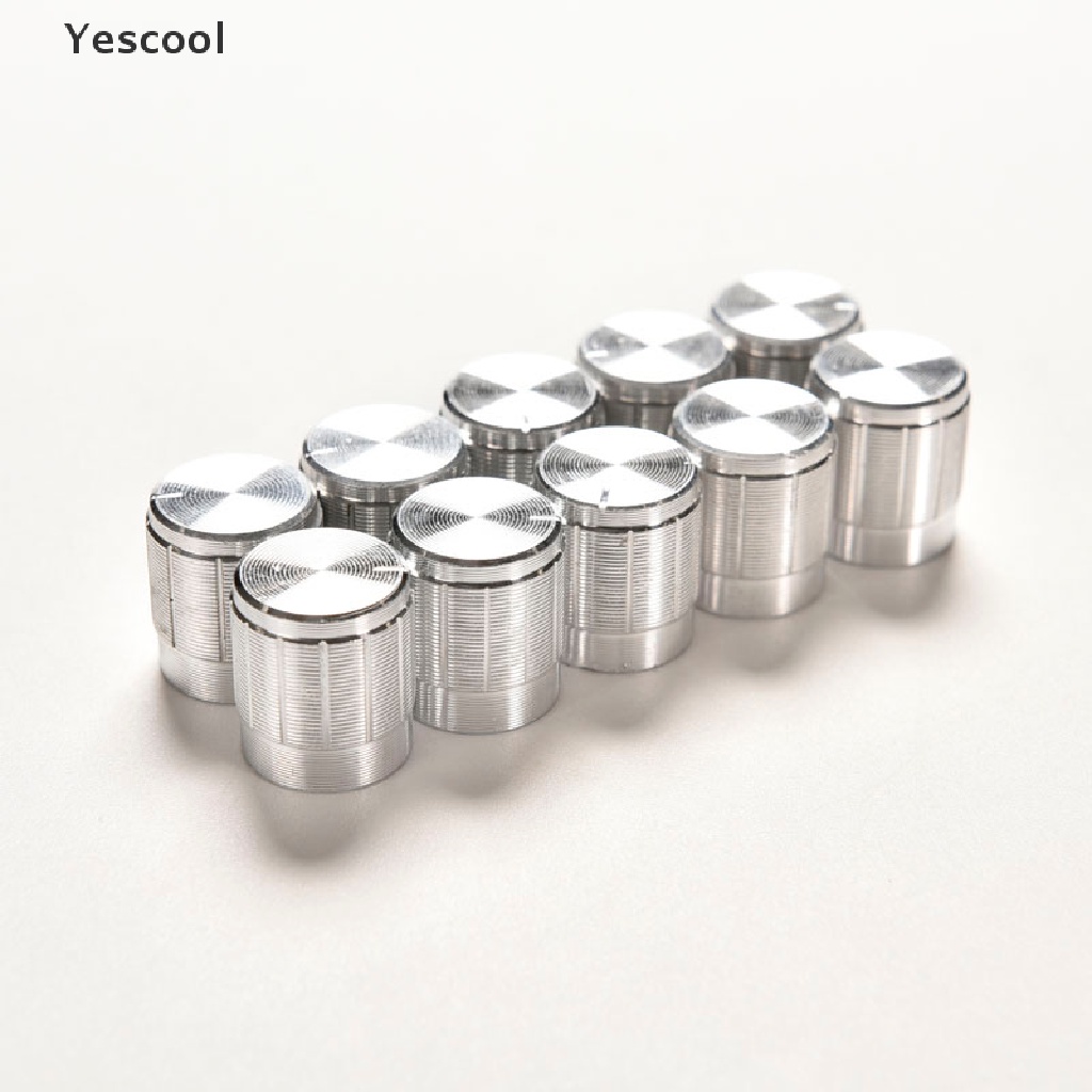 Yescool 10PCS Kenop Saklar Potentiometer Putar Kontrol Volume Lubang Pointer 6mm Bahan Aluminum