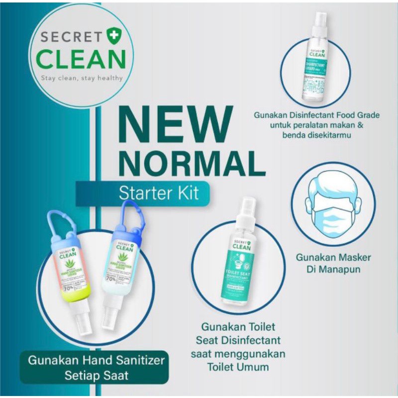 SECRET CLEAN Hand Sanitizer Gel 50ml | Liquid Spray 60ml Free Gantungan Silicon