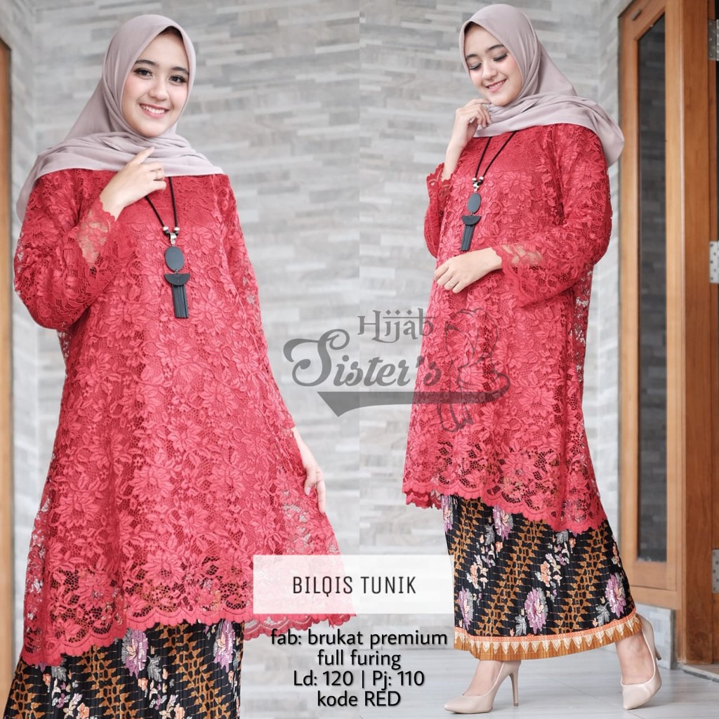 bilqis tunik brokat red