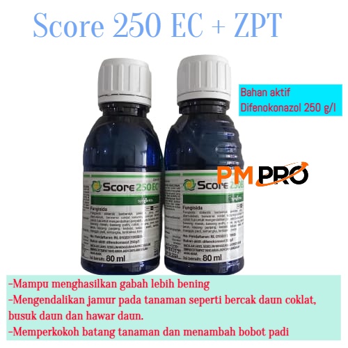 Fungisida Score 250 Ec + ZPT 80 ml Bahan Aktif Difenokonazol 250 g/l Untuk  Bercak Daun dan Menyubur