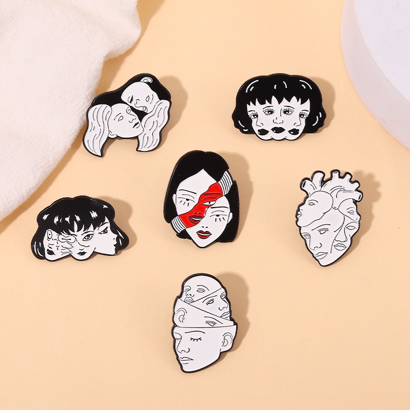 Bros Pin Enamel Bentuk Hati Gaya Punk Untuk Aksesoris Pakaian