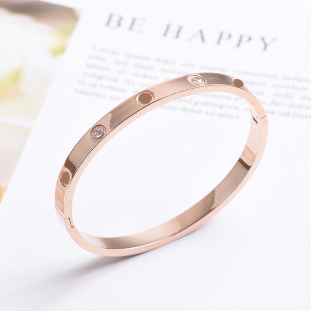 Gelang Wanita Titanium Lapis Emas Model - 329#-329#Rose+Berlian A
