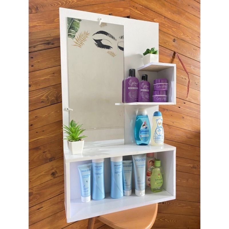 RAK RIAS KOSMETIK GANTUNG // CERMIN RIAS GANTUNG WARNA // RAK CERMIN RIAS MURAH// CERMIN