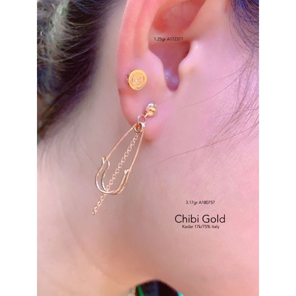 CHIBIGOLD - Anting model PENITI bawah emas ITALY A172317 #chibi