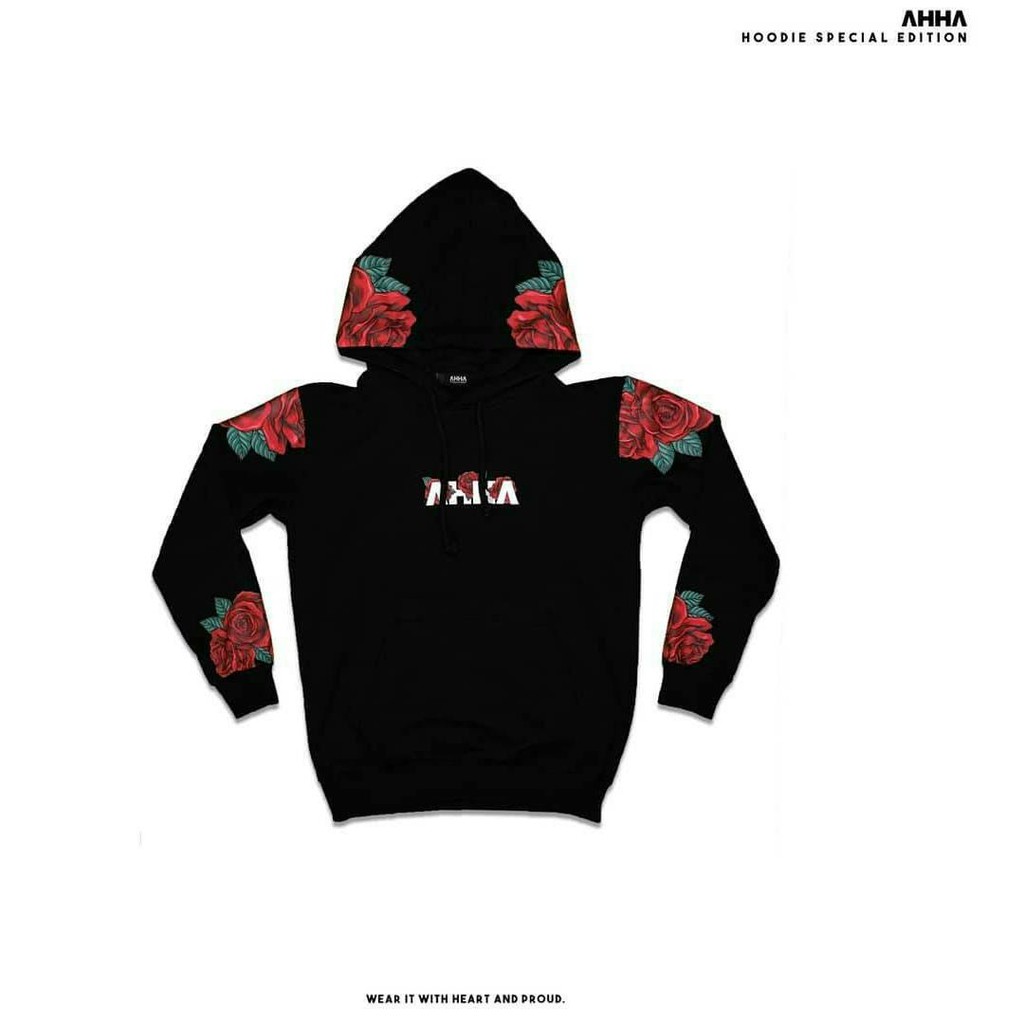 Jaket AHHA Rose - Jaket Sweater Hoodie Atta Halilintar - Jaket Sweater AHHA Rose Black