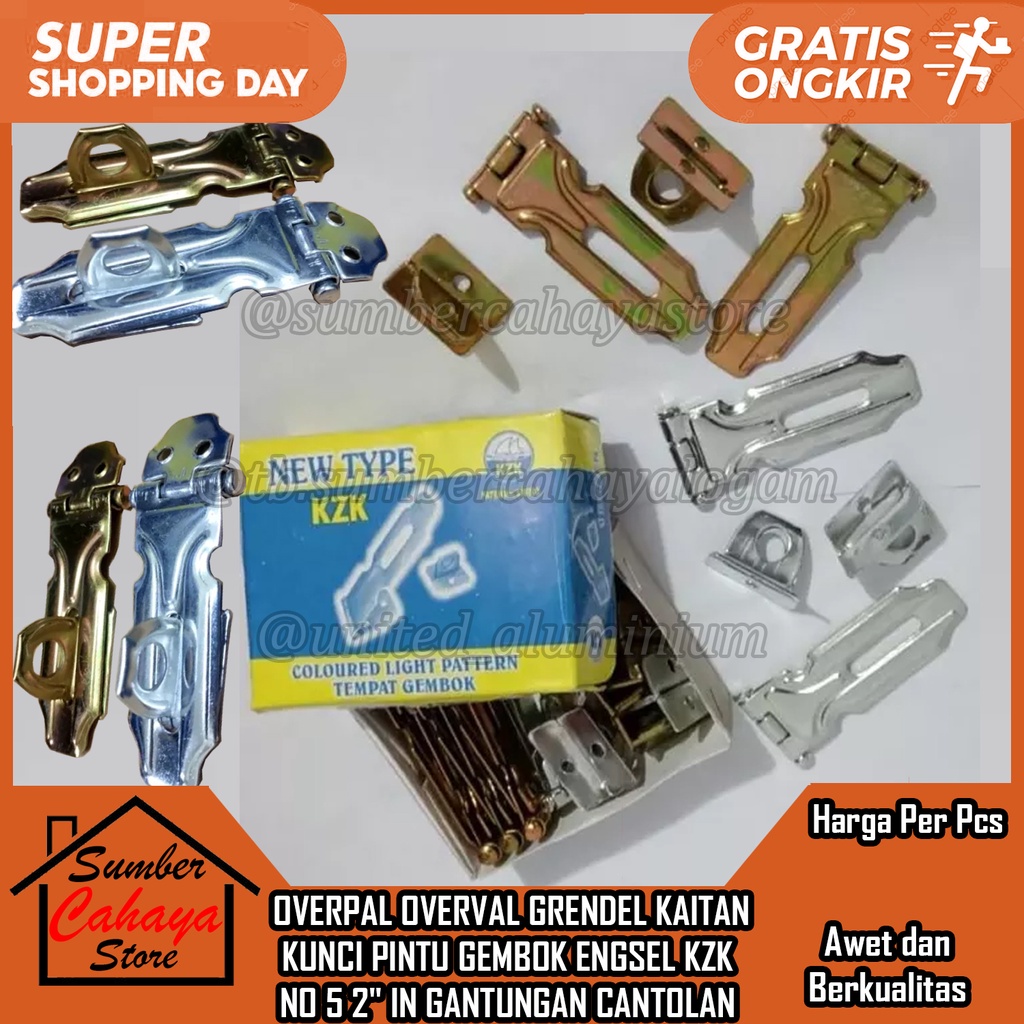 Jual Overpal Overval Grendel Kaitan Kunci Pintu Gembok Engsel Kzk No In Inci Inch Inchi