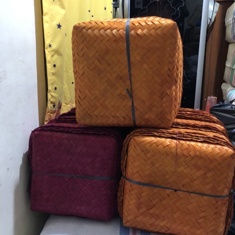 besek bambu warna 25x25cm