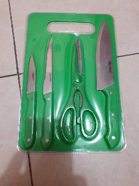 Pisau Set Plus Talenan - Pisau Dapur Alat Masak Multifungsi - Pisau Buah - Gunting Sayur