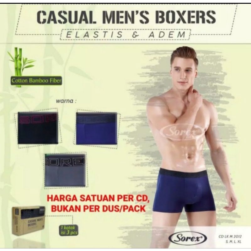 Celana dalam boxer pria Sorex M2012 bamboo cotton