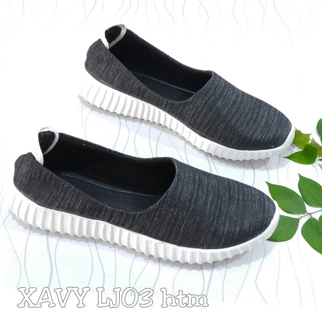 Borneo Sepatu Flat Slip on  LJ03 Sepatu wanita Bahan Kanvas Tebal