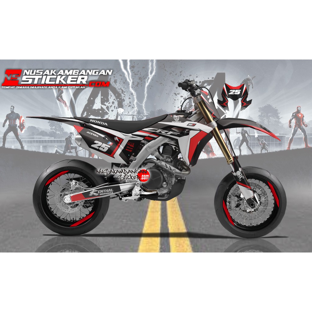 Decal sticker CRF 150 L Hitam Merah Supermoto 01 Stiker Full Body