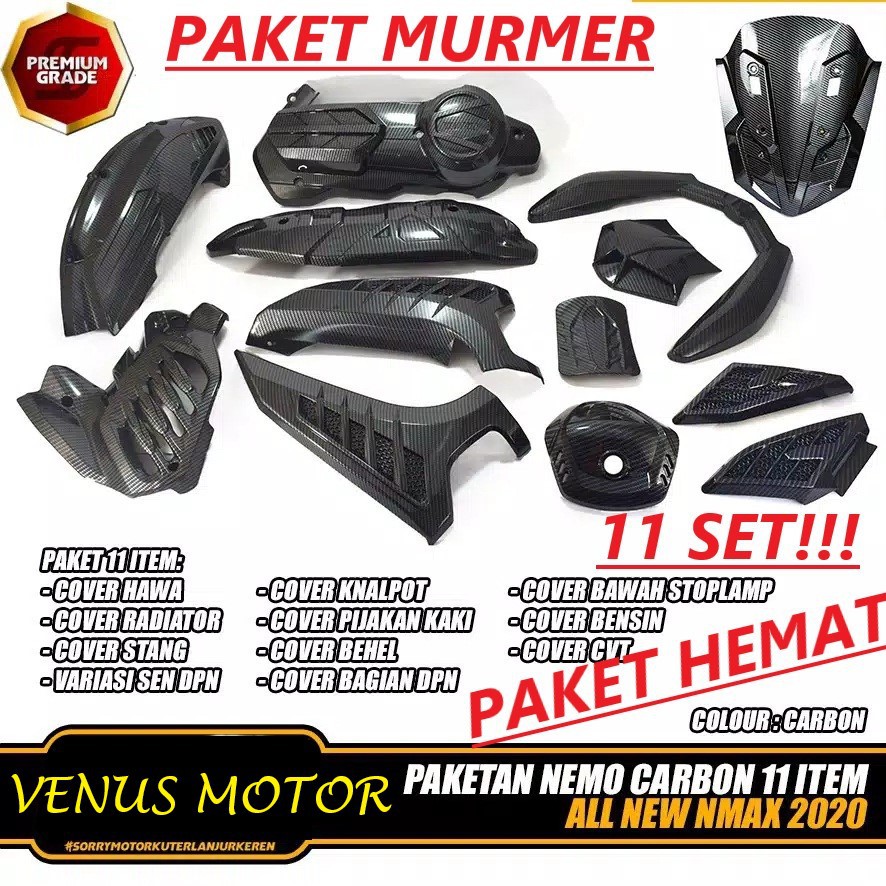 [ PAKET 11 ITEM ] Paket Cover Carbon nmax new cover carbon body nmax new paket 11 item