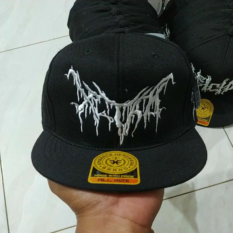 Topi Snapback metal distro pria Bordir xtab