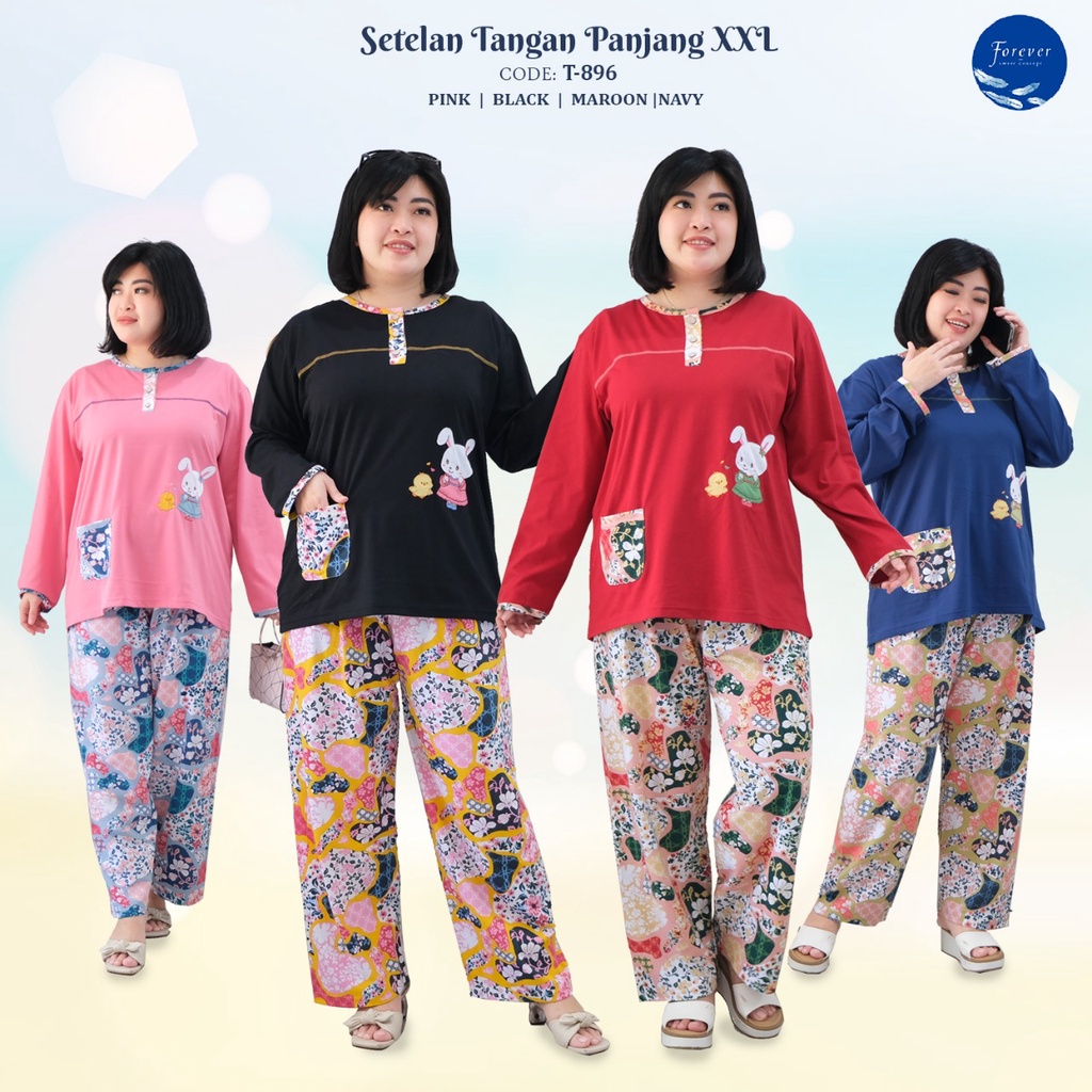 Baju Tidur Setelan PP XXL Bunny Cutie FOREVER SWEET T-896