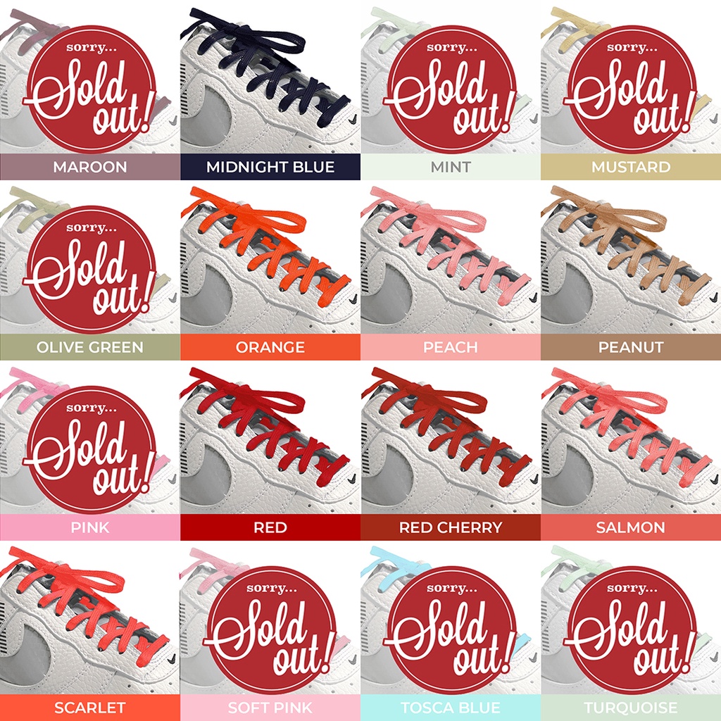 Tali Lilin Gepeng (Finest) 5mm 200cm Aneka Warna Untuk Sepatu Sneakers