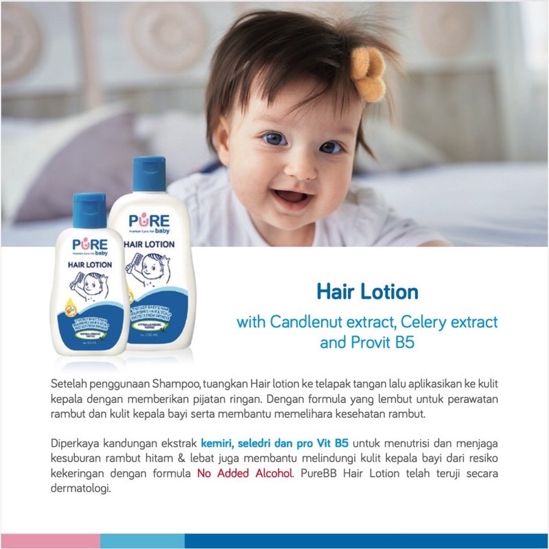 BPOM] - Pure BB Hair Lotion Losion Rambut Bayi - 80ml &amp; 230ml PureBaby Baby